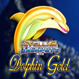 Dolphin Gold with Stellar Jackpots slot logo by Lightning Box Game at Casino Prestige